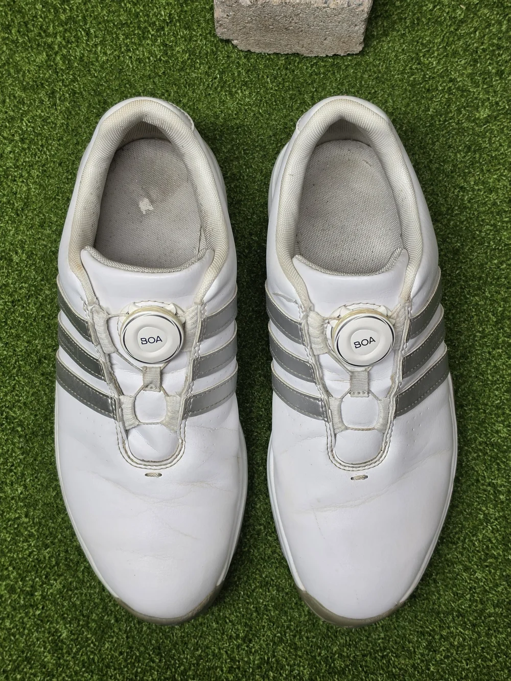Adidas Tour 360 Golf Shoes Size 6.5 US White & Gray BOA Spiked Cleats EVN791001